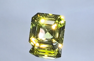 4.56ct Asscher Chrysoberyl Ring with D Flawless Diamonds set in 18K Yellow Gold