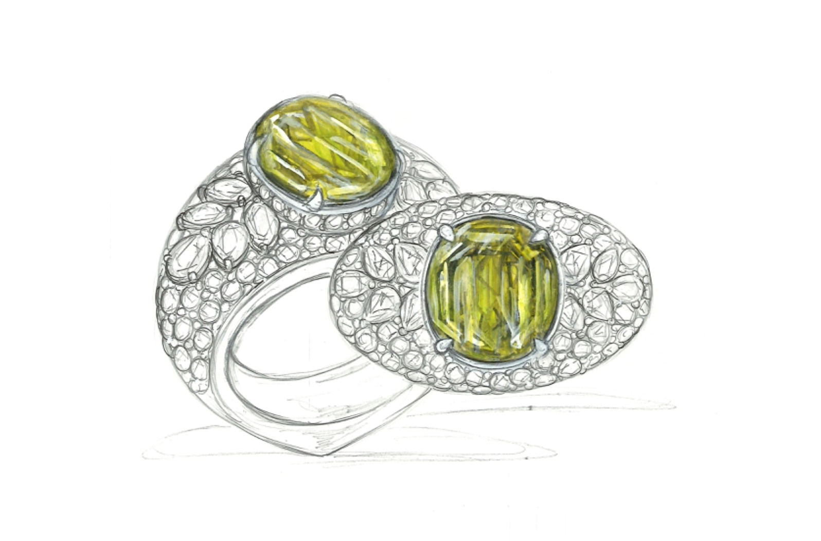 4.54ct Neon Chrysoberyl Ring with D Flawless Diamonds set in 18K Yellow Gold