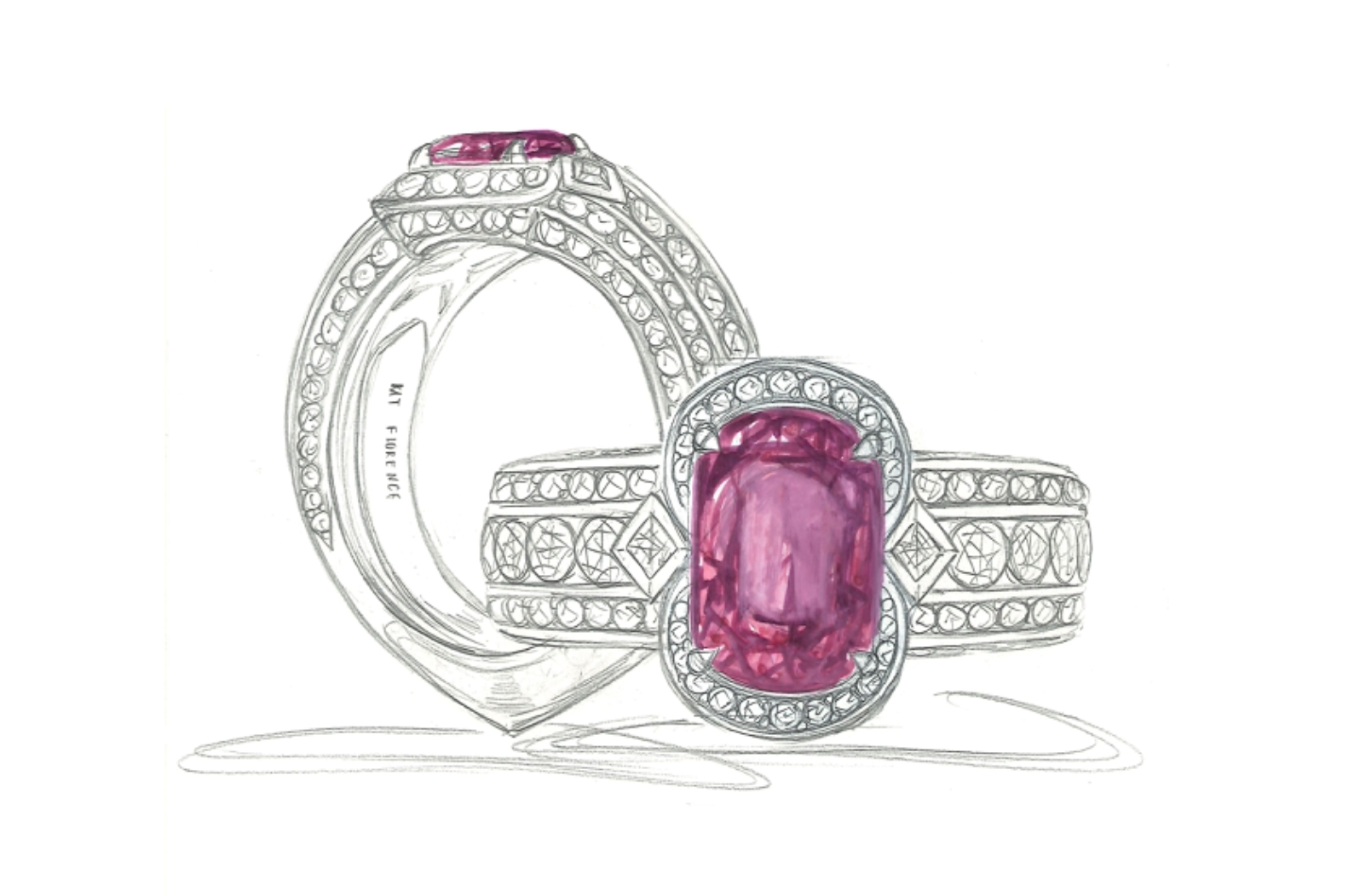 3.17ct Noble Red Spinel Ring with D Flawless Diamonds set in 18K White Gold