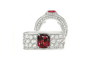 2.17ct Neon Old World Burmese Spinel Ring with D Flawless Diamonds set in 18K White Gold