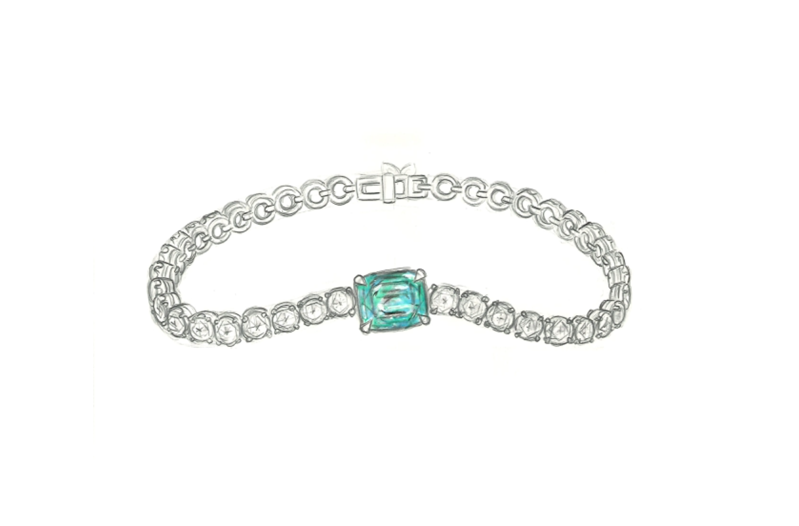 2.69ct No Oil Nigerian Emerald Bracelet with D Flawless Diamonds set in 18K Yellow Gold