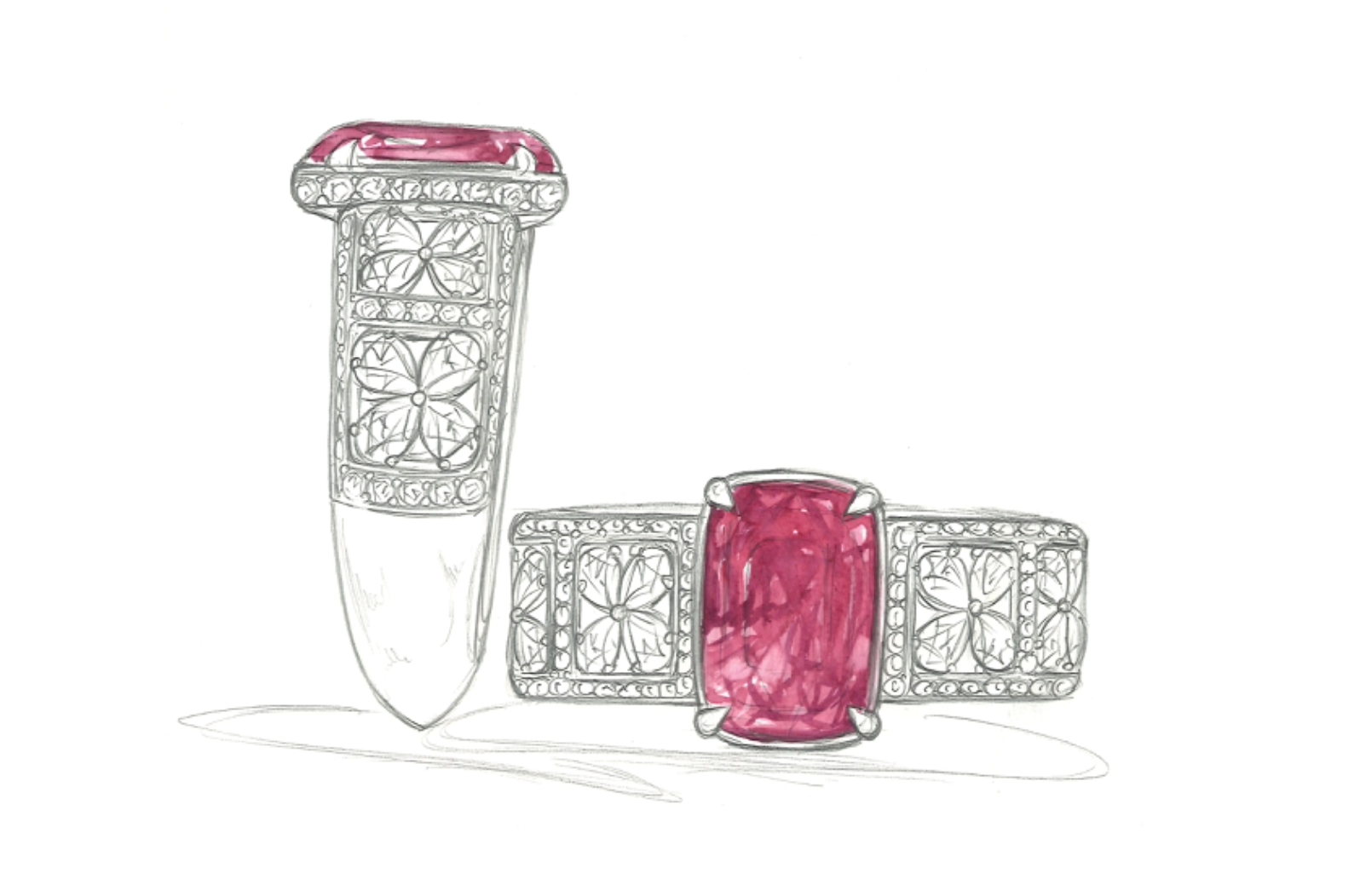 2.80ct Noble Red Burmese Spinel Ring with D Flawless Diamonds set in 18K Yellow Gold