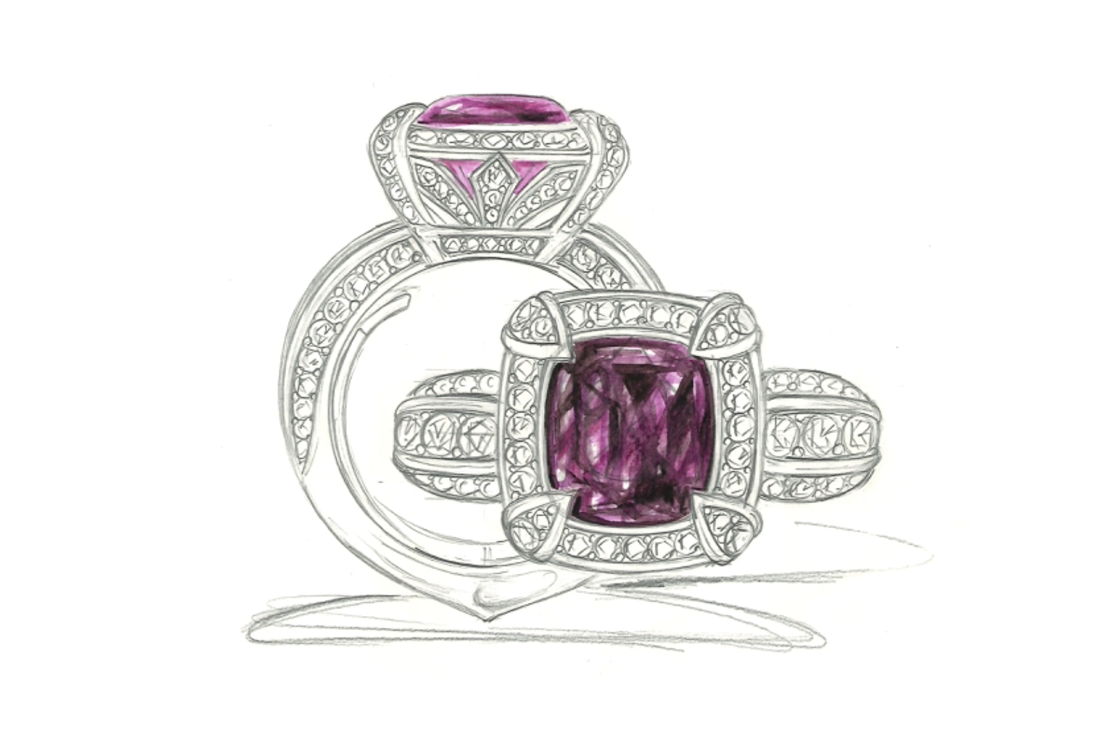 5.17ct Burmese Spinel Ring with D Flawless Diamonds set in 18K White Gold