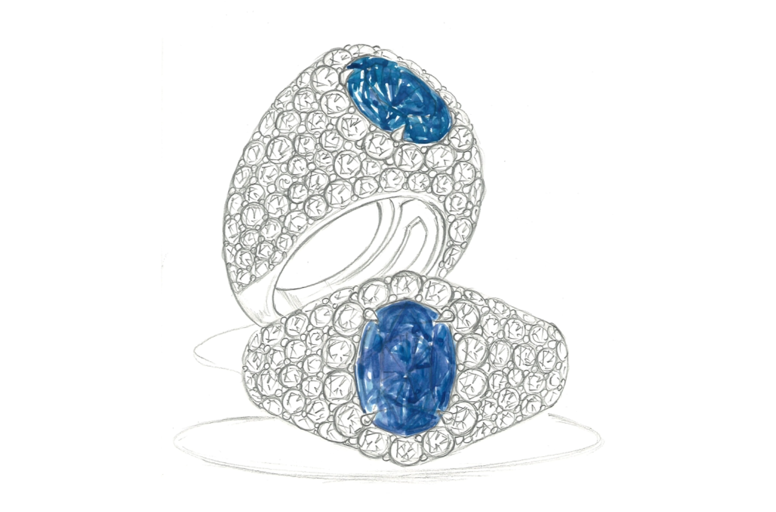 4.21ct Unheated Ceylon Cornflower Blue Sapphire Ring with D Flawless Diamonds set in 18K Yellow Gold