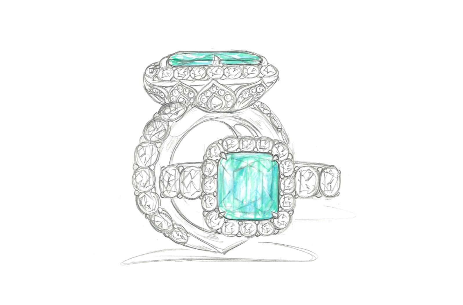4.52ct No Oil Nigerian Emerald Ring with D Flawless Diamonds set in 18K White Gold