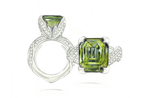 11.19ct Ceylon Green Zircon Ring with D Flawless Diamonds set in 18K Yellow Gold