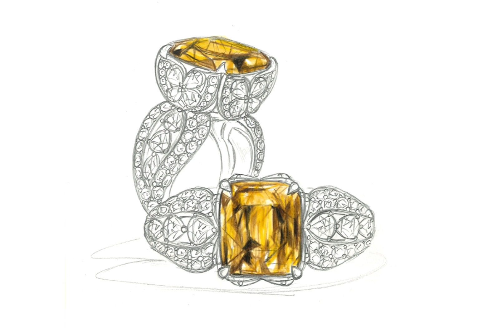 10.32ct Imperial Zircon Ring with D Flawless Diamonds set in 18K Yellow Gold