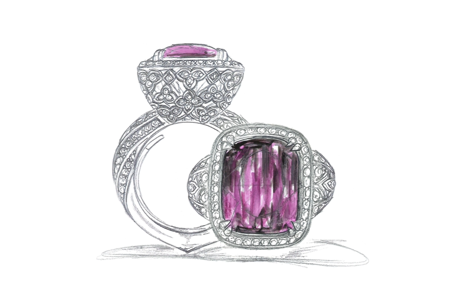 10.20ct Record Blue Magenta Garnet Ring with D Flawless Diamonds set in 18K White Gold