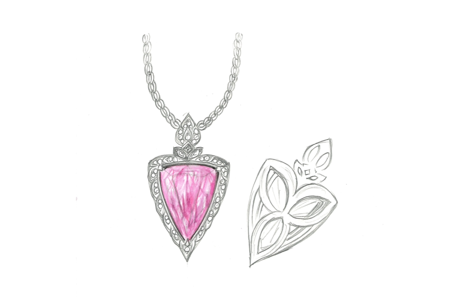 5.07ct Historical Balas Spinel Necklace with D Flawless Diamonds set in 18K White Gold