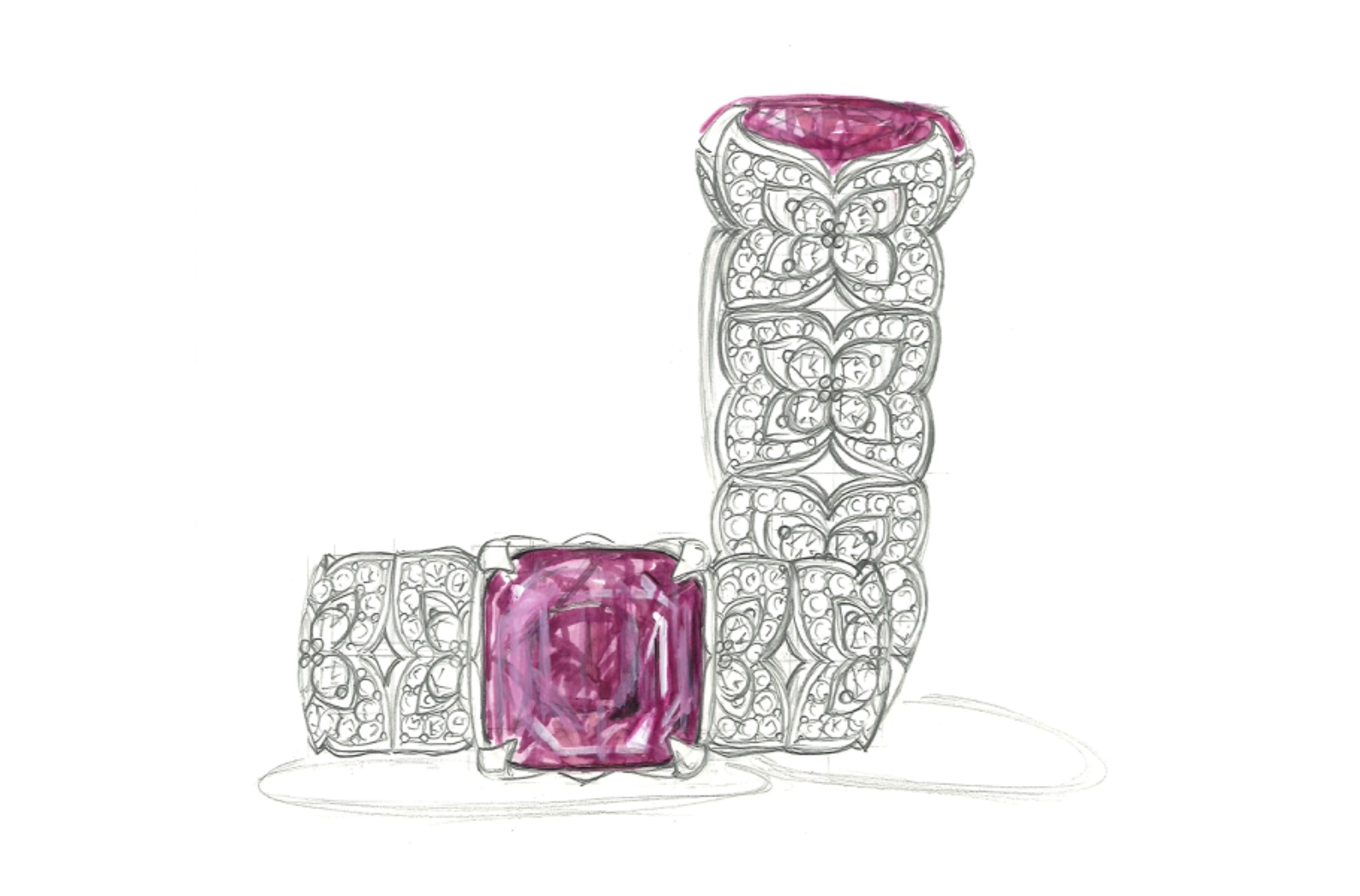 3.41ct Noble Red Spinel Ring with D Flawless Diamonds set in 18K Yellow Gold