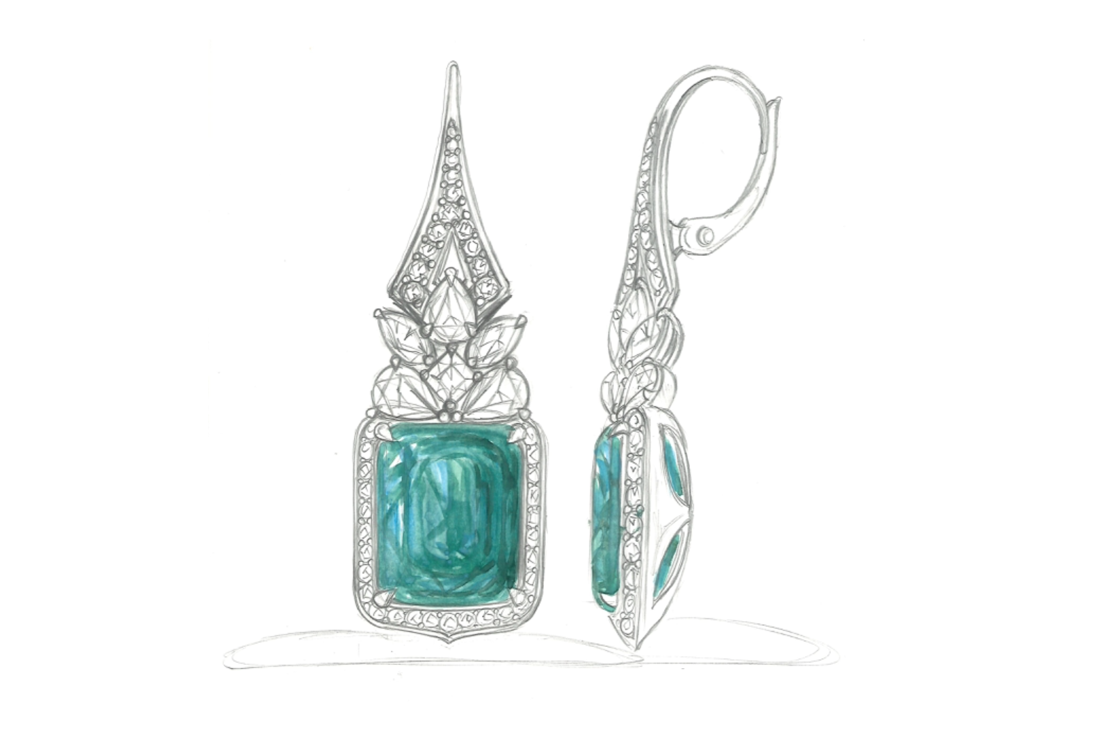 7.95ct No Oil Nigerian Emerald Earrings with D Flawless Diamonds set in 18K Yellow Gold