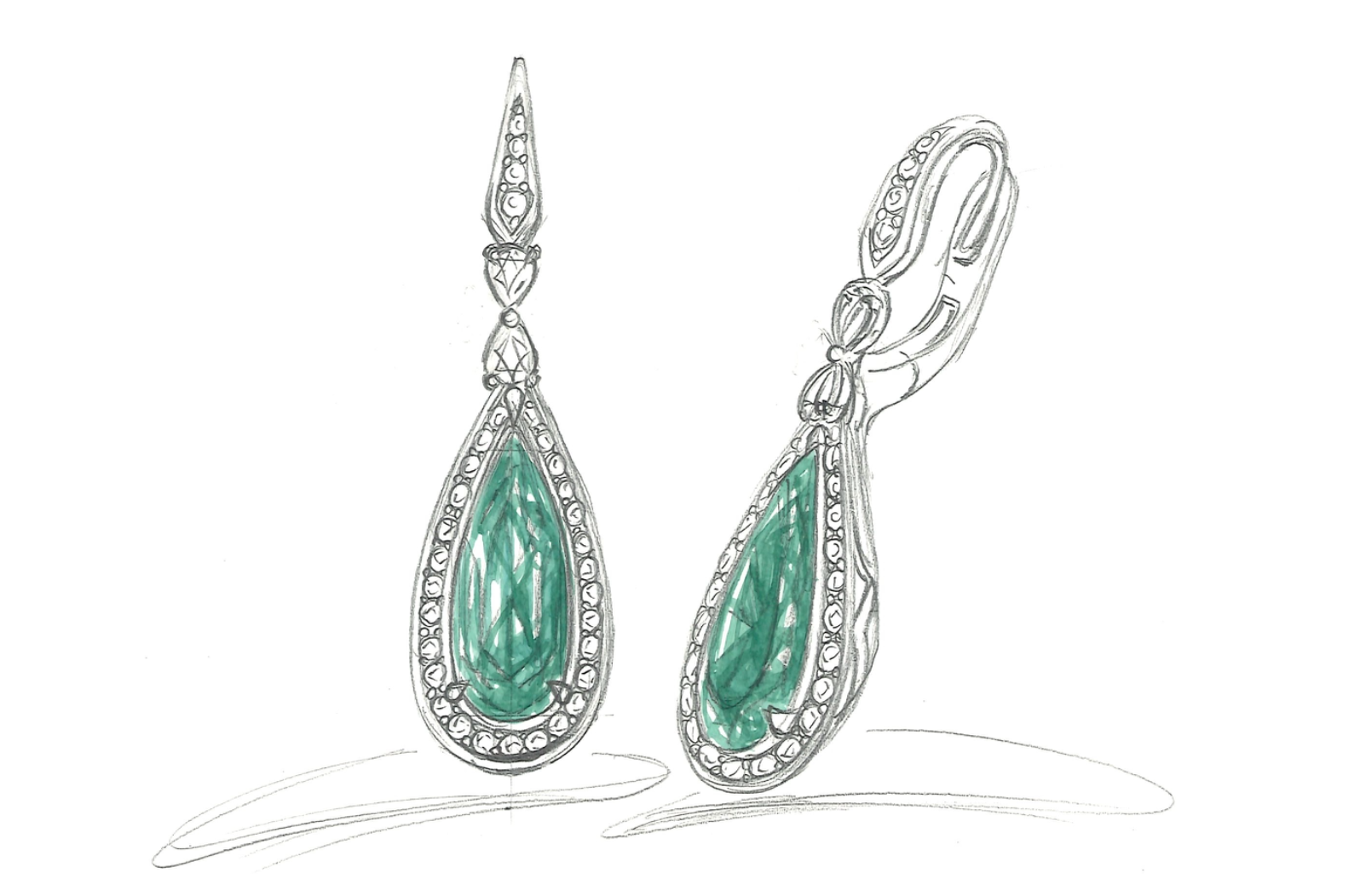 4.03ct No Oil Nigerian Emerald Earrings with D Flawless Diamonds set in 18K White Gold