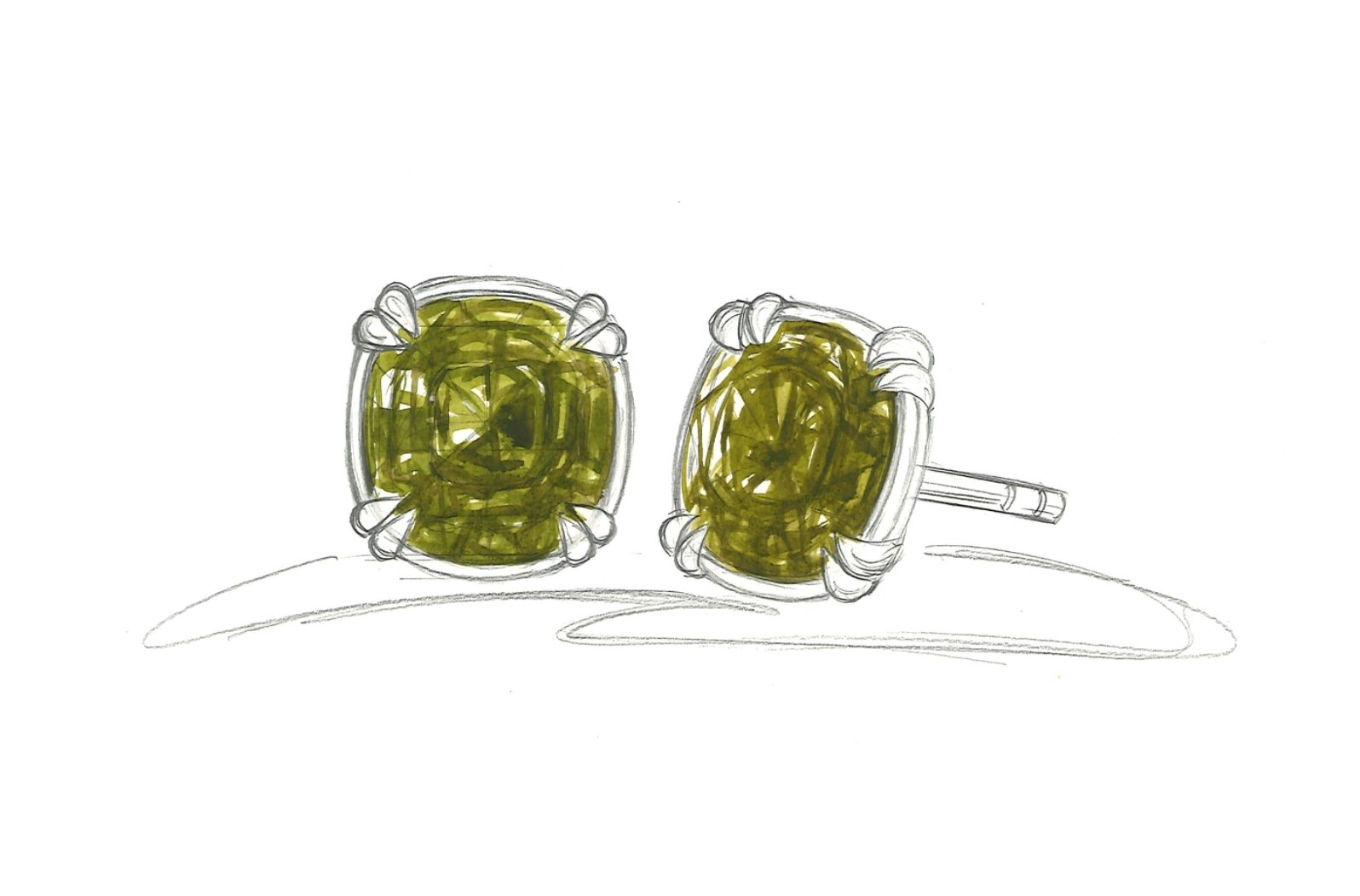 4.36ct Andradite Garnet Earrings with D Flawless Diamonds set in 18K Yellow Gold
