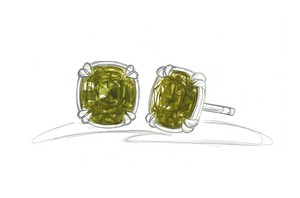 4.36ct Andradite Garnet Earrings with D Flawless Diamonds set in 18K Yellow Gold