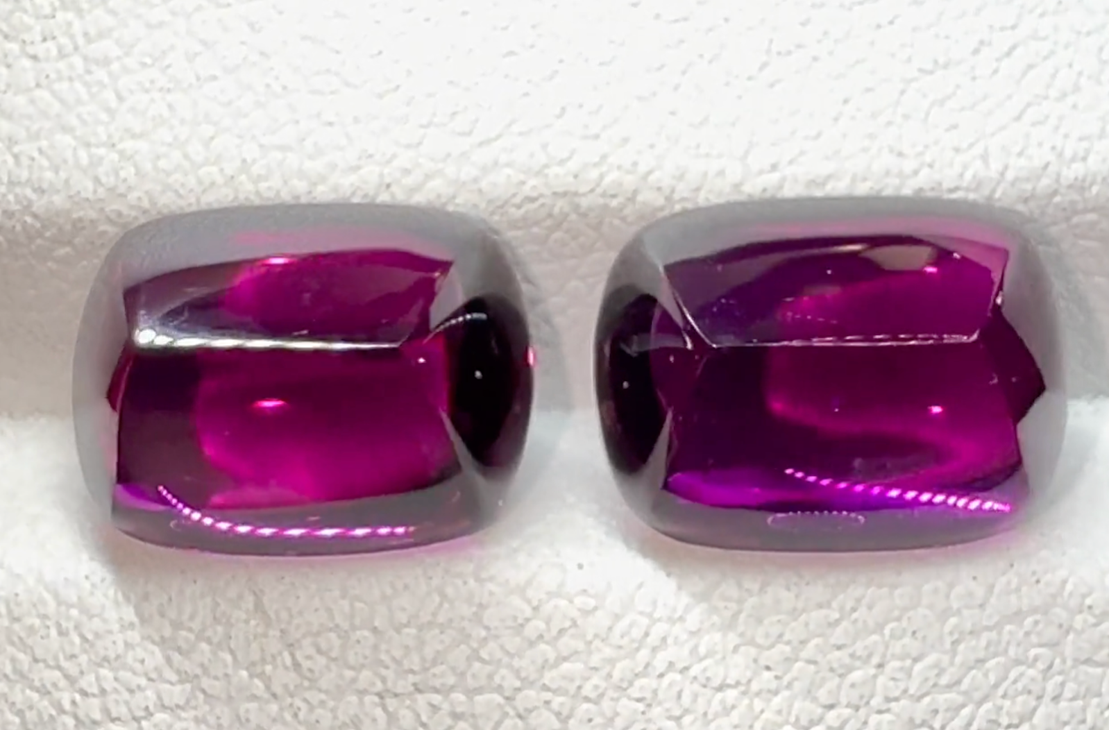13.36ct Blue Magenta Garnet Earrings with D Flawless Diamonds set in 18K Yellow Gold