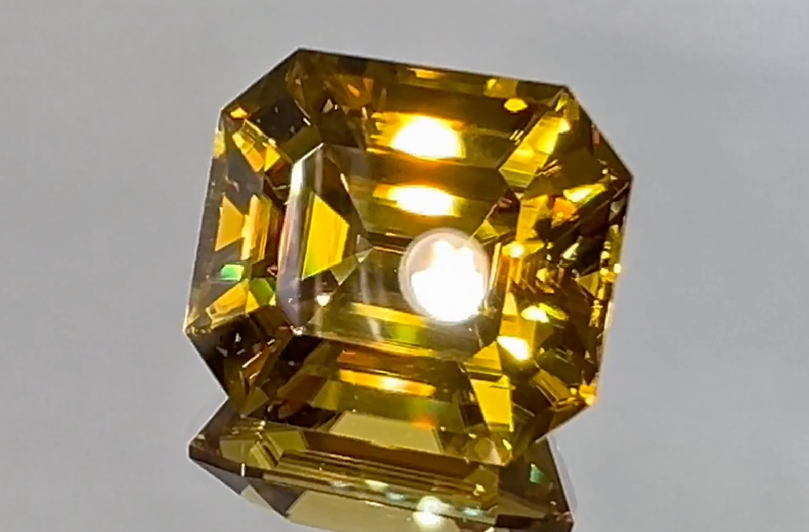 18.78ct Australian Yellow Zircon Ring with D Flawless Diamonds set in 18K Yellow Gold