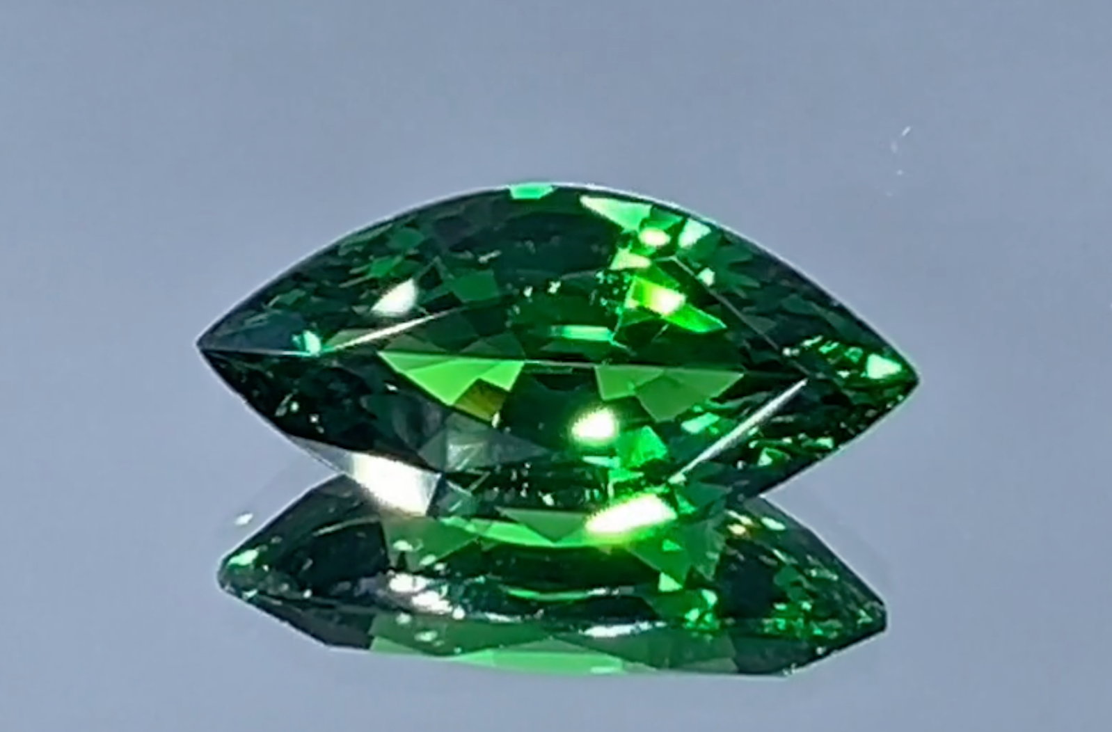 3.05ct Neon Tsavorite Ring with D Flawless Diamonds set in 18K Yellow Gold