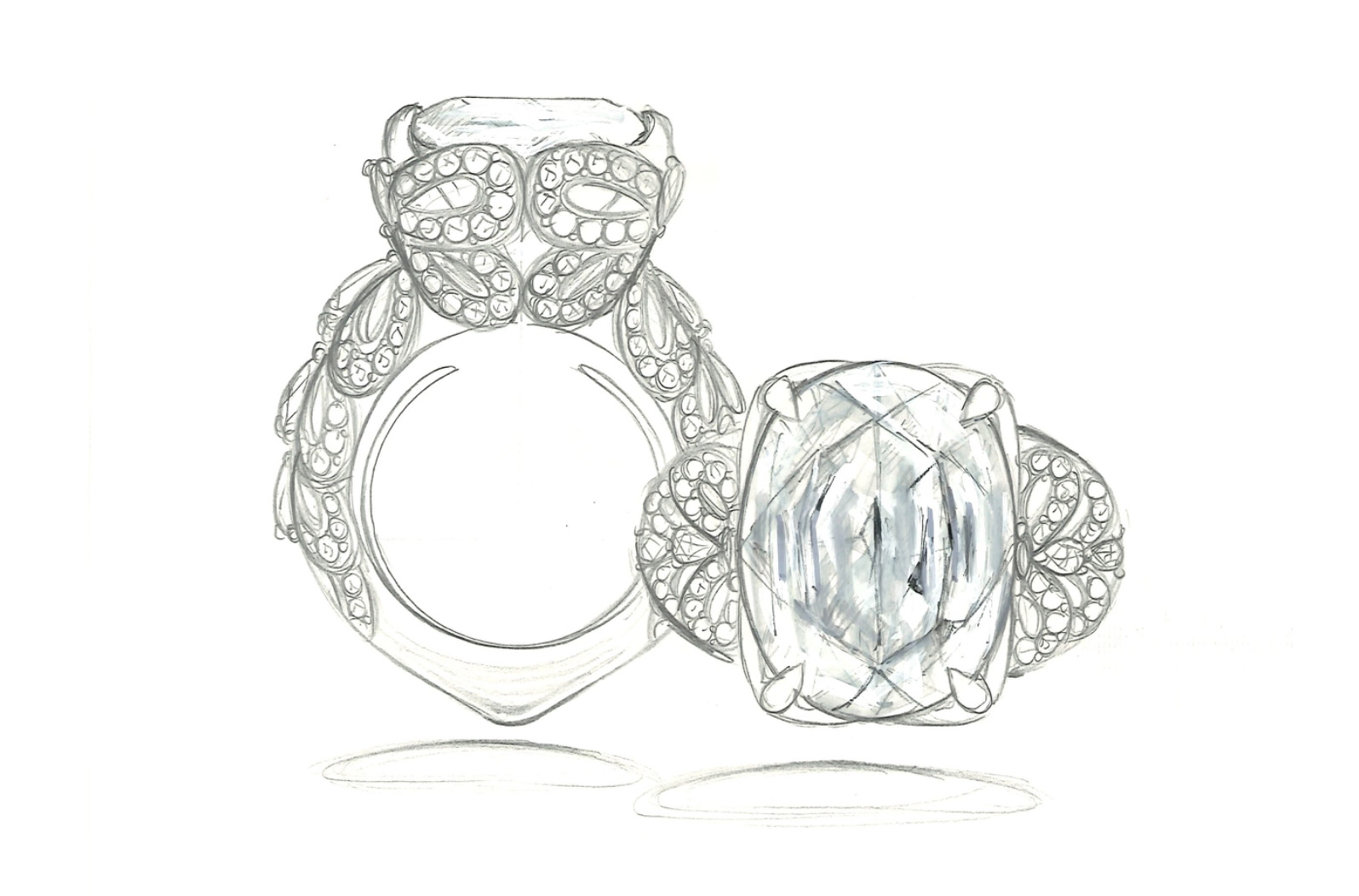 21.28ct White Zircon Ring with D Flawless Diamonds set in 18K White Gold