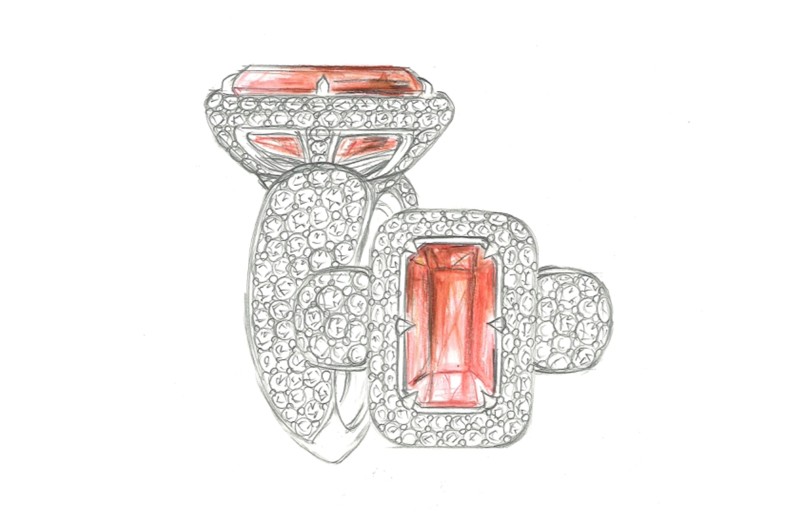 10.03ct Red Rutile Ring with D Flawless Diamonds set in 18K White Gold