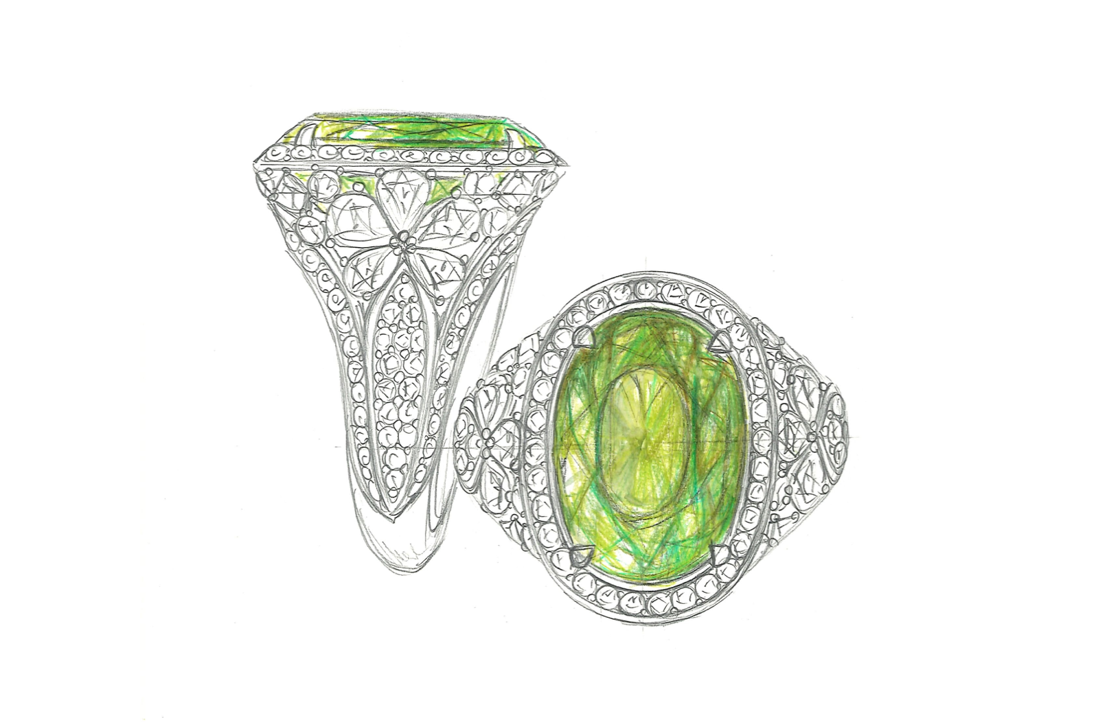 8.33ct Racing Green Paraiba Ring with D Flawless Diamonds set in 18K Yellow Gold