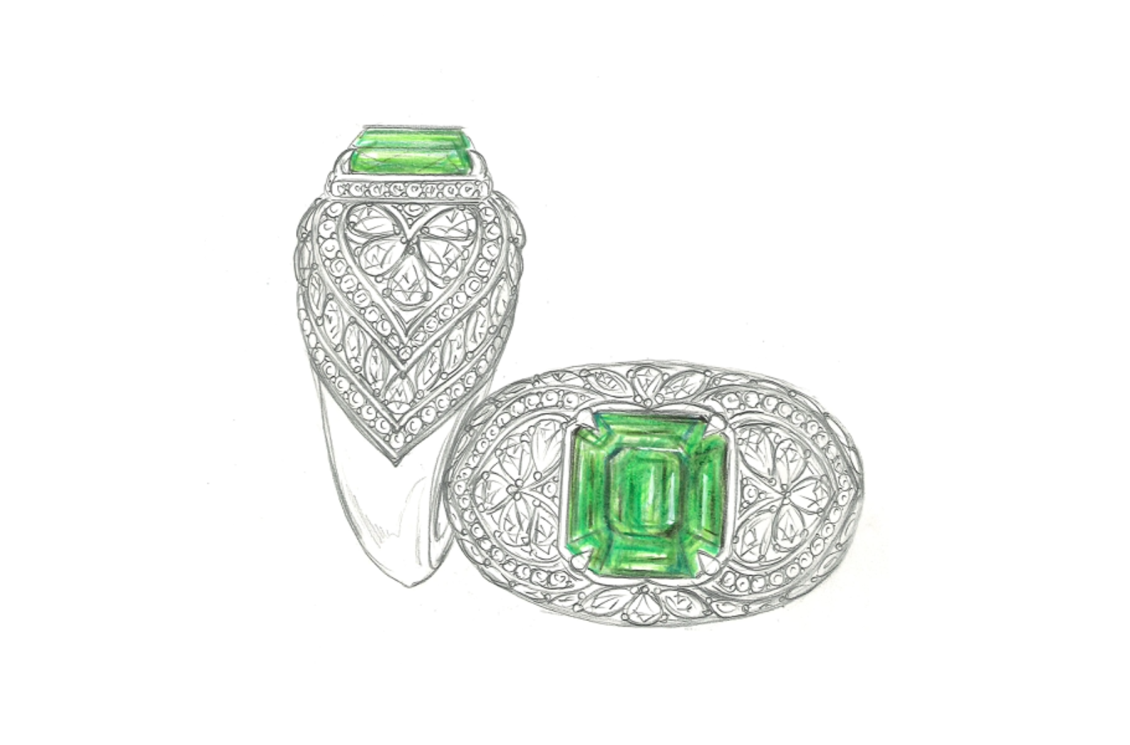 3.56ct Vivid Green Muzo Colombian Emerald Ring with D Flawless Diamonds set in 18K Yellow Gold