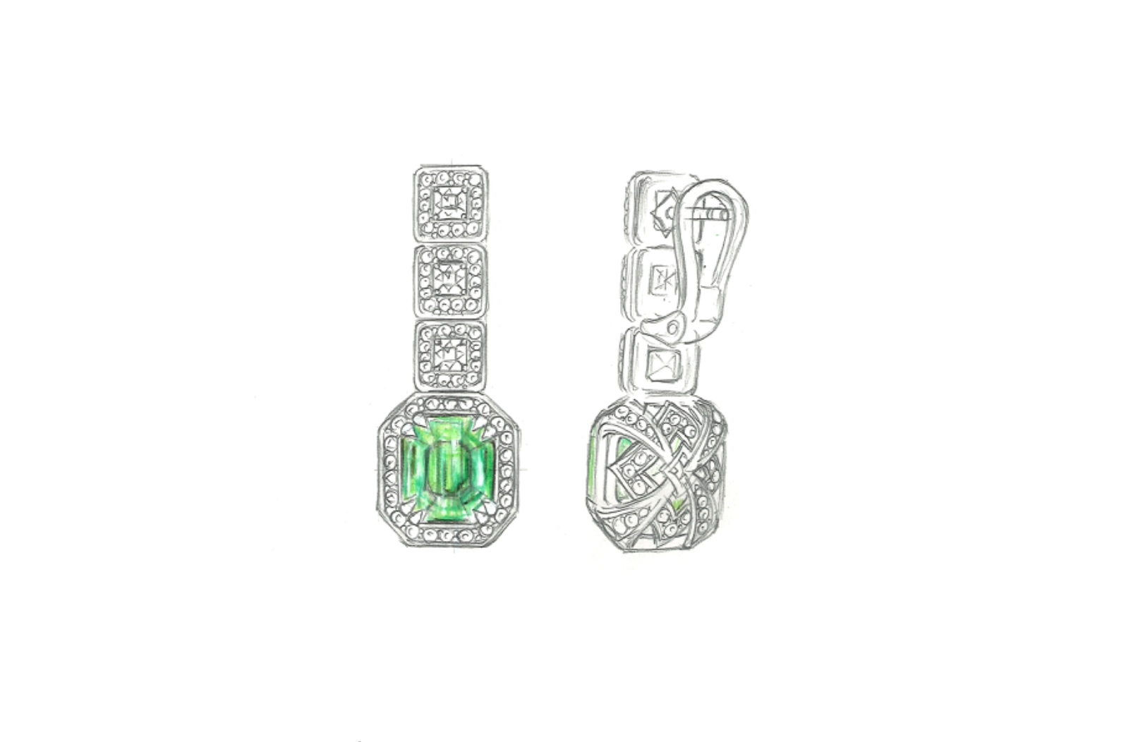 13.48ct Vivid Green Muzo Colombian Emerald Earrings with D Flawless Diamonds set in 18K White Gold