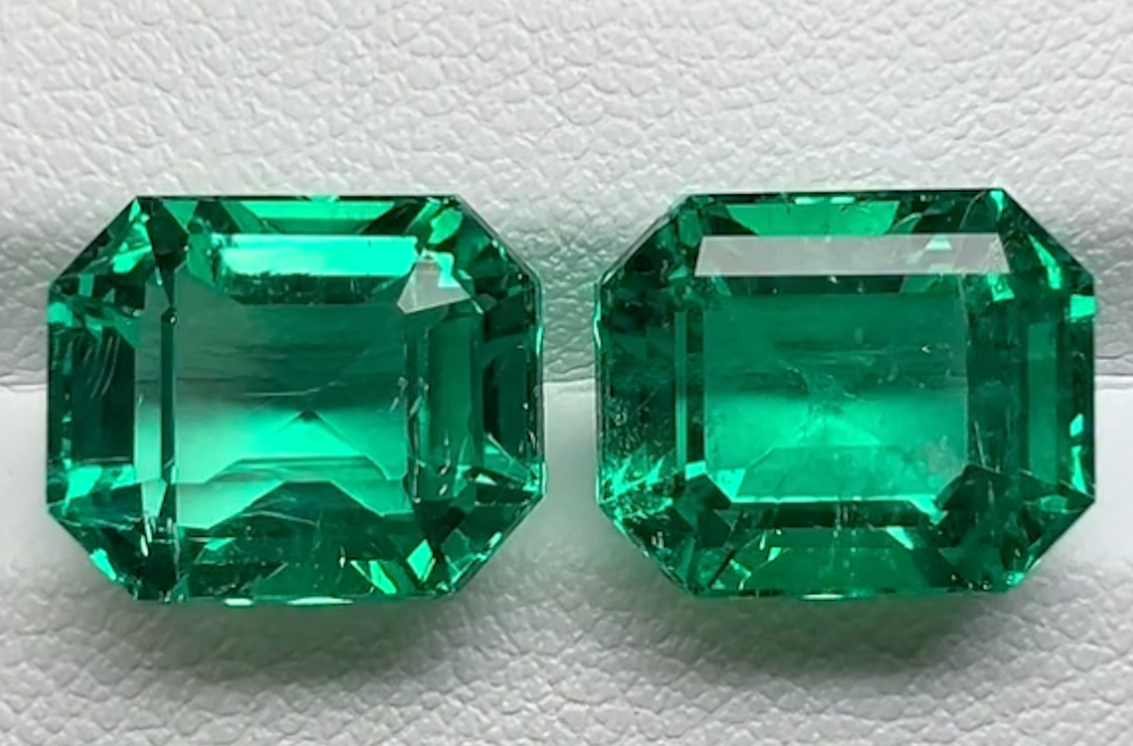 13.48ct Vivid Green Muzo Colombian Emerald Earrings with D Flawless Diamonds set in 18K White Gold