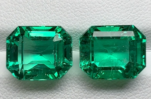 13.48ct Vivid Green Muzo Colombian Emerald Earrings with D Flawless Diamonds set in 18K White Gold