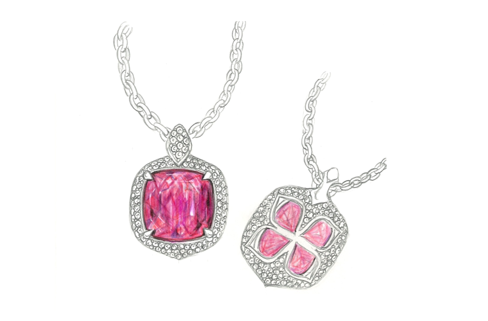 206.86ct Record Ibadan Rubellite Necklace with D Flawless Diamonds set in 18K White Gold