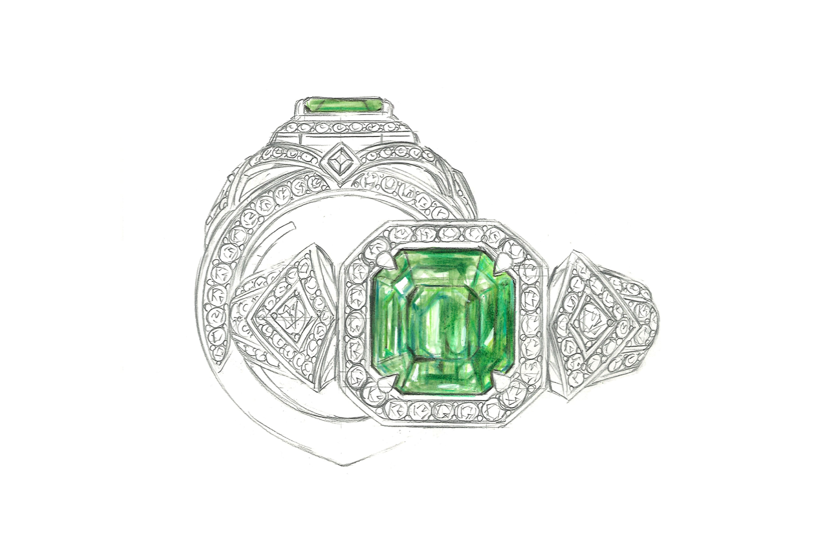 9.75ct Muzo Colombian Emerald Ring with D Flawless Diamonds set in 18K Yellow Gold
