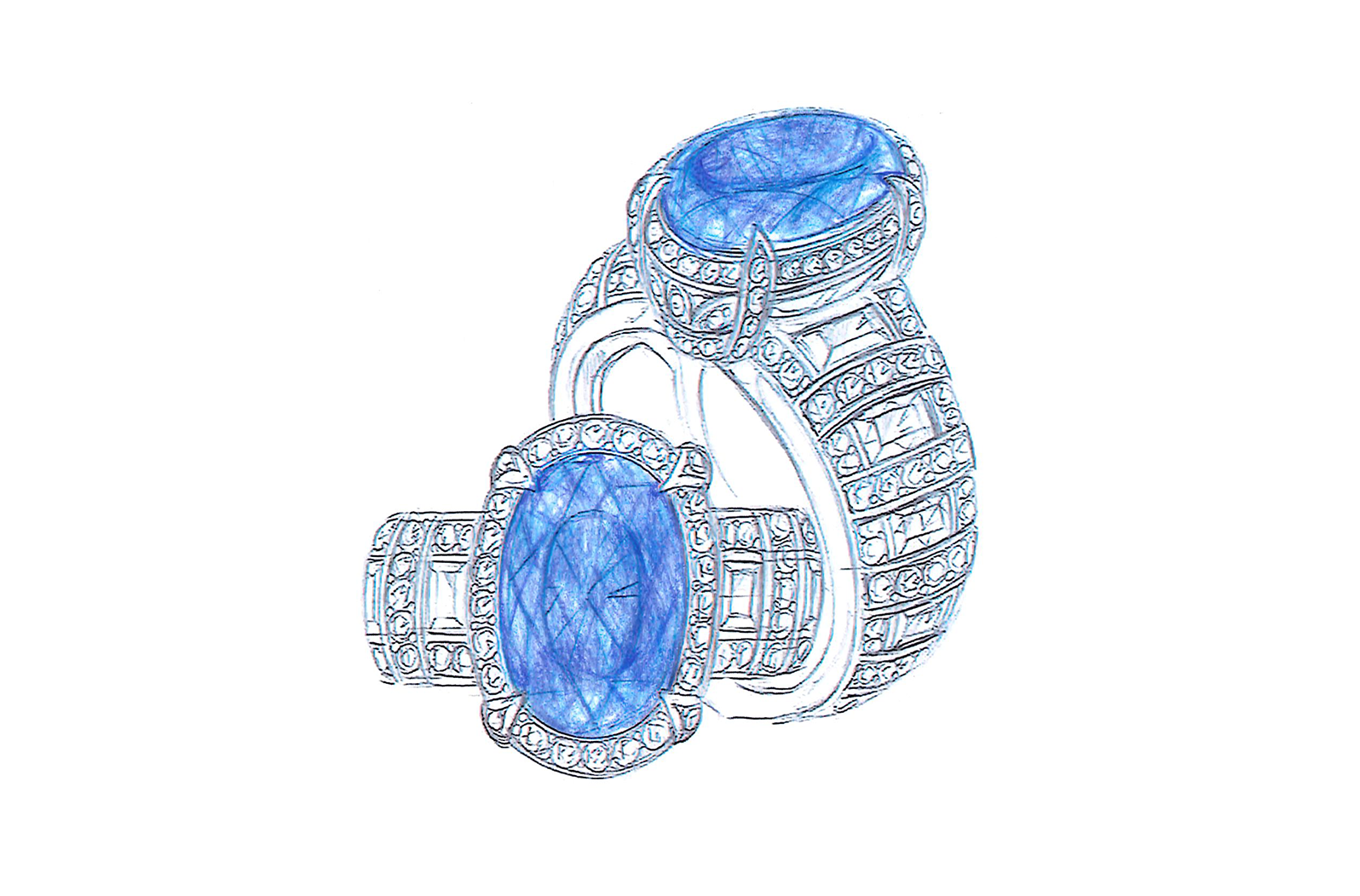 4.88ct Unheated Antique Indian Kashmir Sapphire Ring with D Flawless Diamonds set in 18K Yellow Gold
