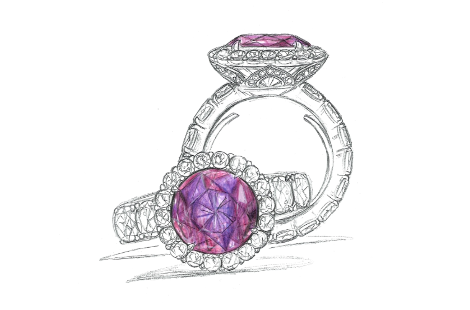 5.09ct Unheated Trapiche Kashmir Sapphire Ring with D Flawless Diamonds set in 18K Yellow Gold