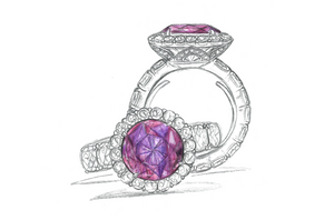 5.09ct Unheated Trapiche Kashmir Sapphire Ring with D Flawless Diamonds set in 18K Yellow Gold