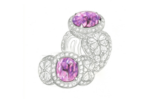 4.09ct Unheated Kashmir Sapphire Ring with D Flawless Diamonds set in 18K Yellow Gold