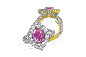 3.81ct Unheated Kashmir Sapphire Ring with D Flawless Diamonds set in 18K Yellow Gold