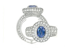 2.48ct Unheated Kashmir Sapphire Ring with D Flawless Diamonds set in 18K Yellow Gold