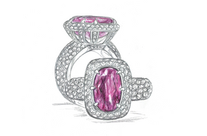 2.96ct Unheated Kashmir Sapphire Ring with D Flawless Diamonds set in 18K White Gold