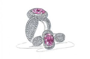 2.53ct Unheated Kashmir Sapphire Ring with D Flawless Diamonds set in 18K Yellow Gold