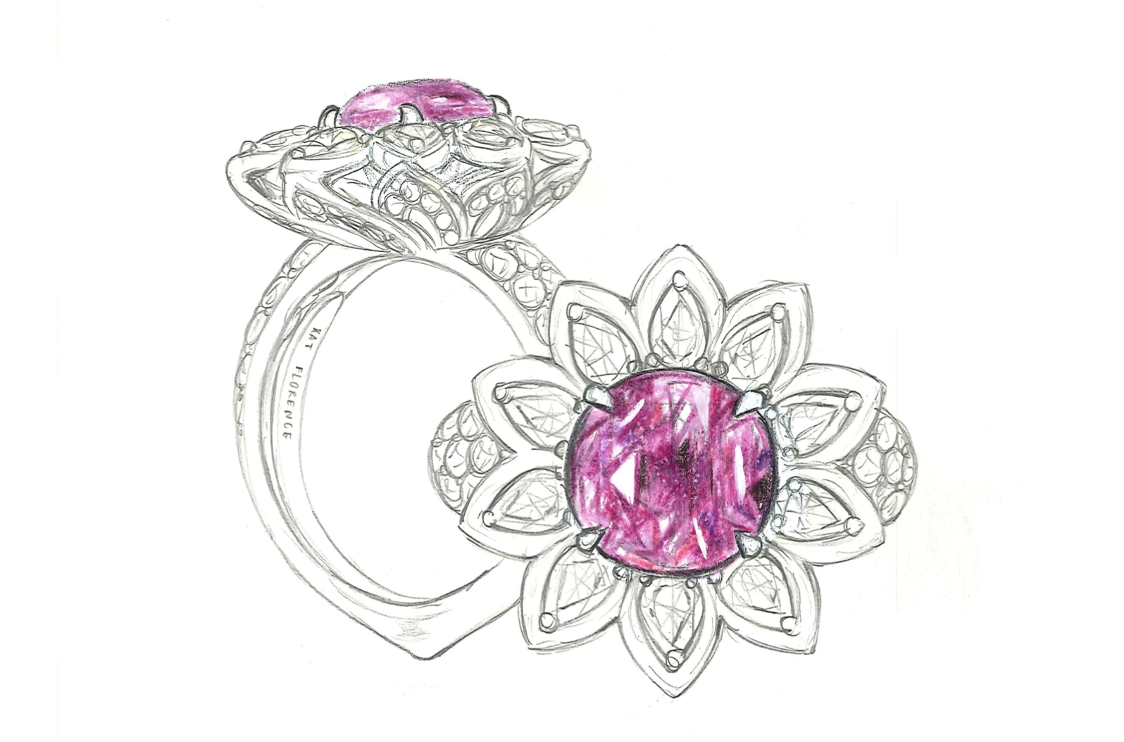 3.37ct Unheated Kashmir Sapphire Ring with D Flawless Diamonds set in 18K Yellow Gold
