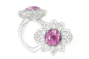 3.37ct Unheated Kashmir Sapphire Ring with D Flawless Diamonds set in 18K Yellow Gold
