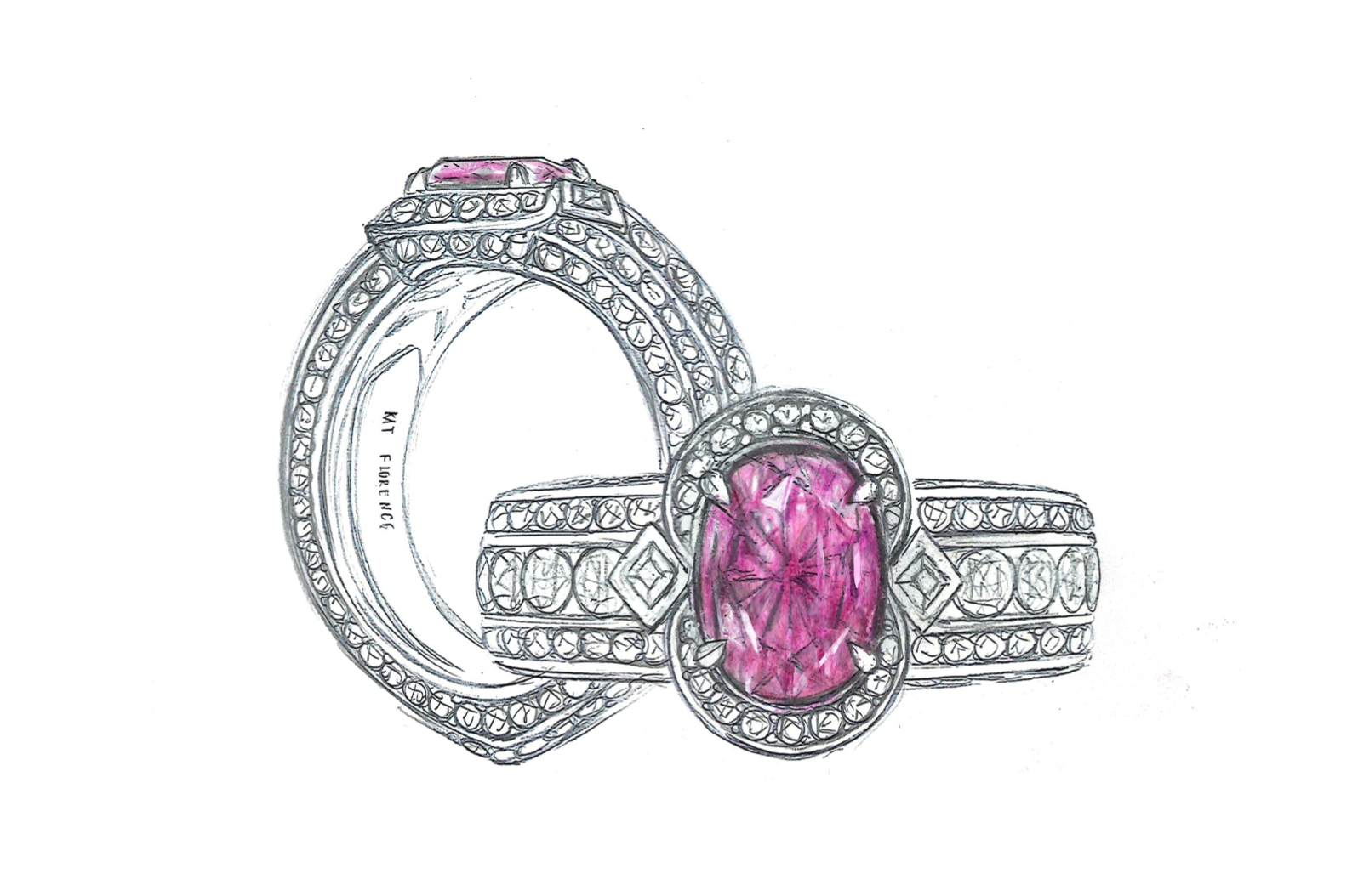 3.59ct Unheated Kashmir Sapphire Ring with D Flawless Diamonds set in 18K White Gold