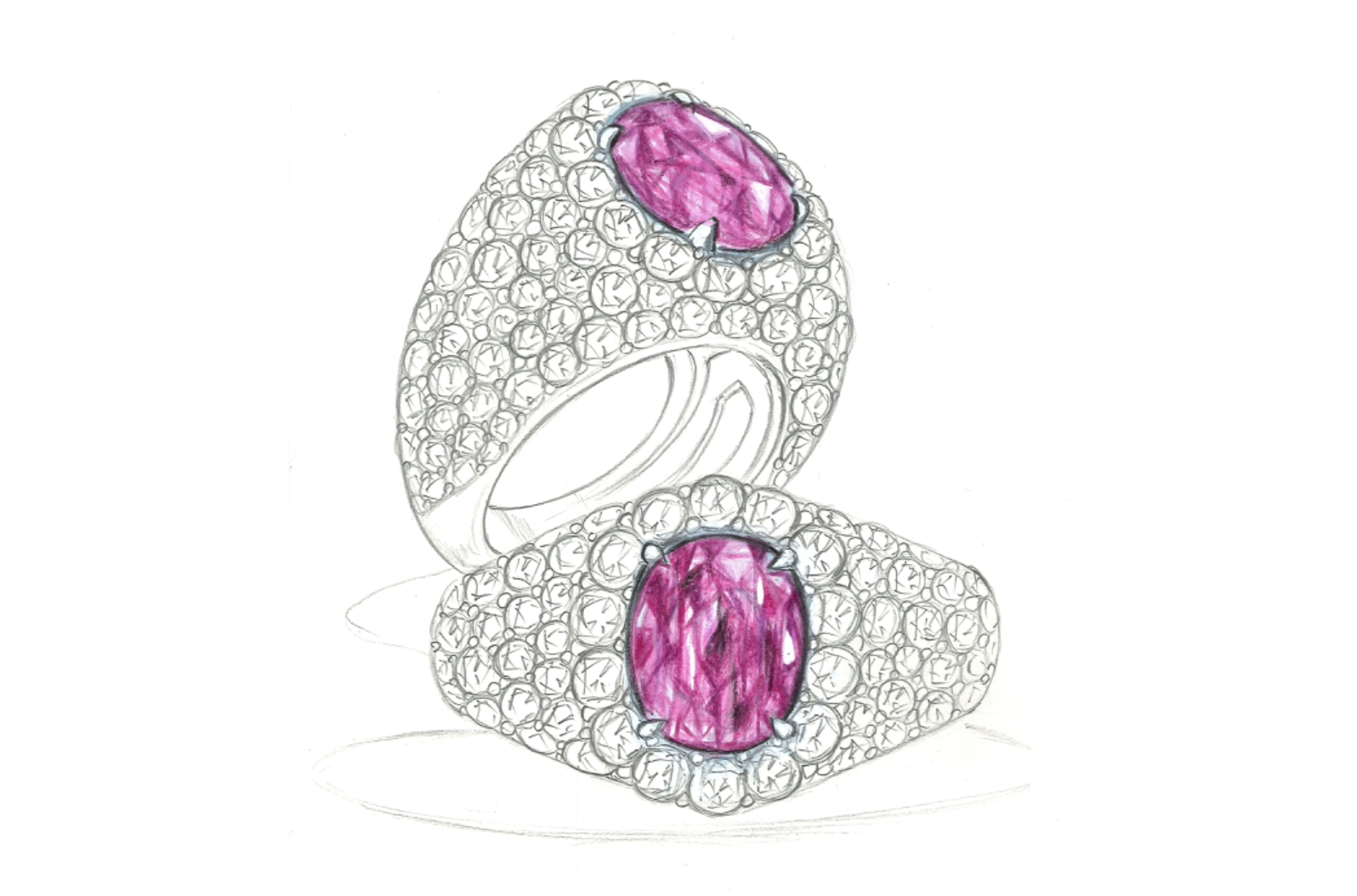 2.84ct Unheated Kashmir Sapphire Ring with D Flawless Diamonds set in 18K White Gold