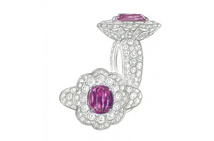 3.85ct Unheated Kashmir Sapphire Ring with D Flawless Diamonds set in 18K White Gold