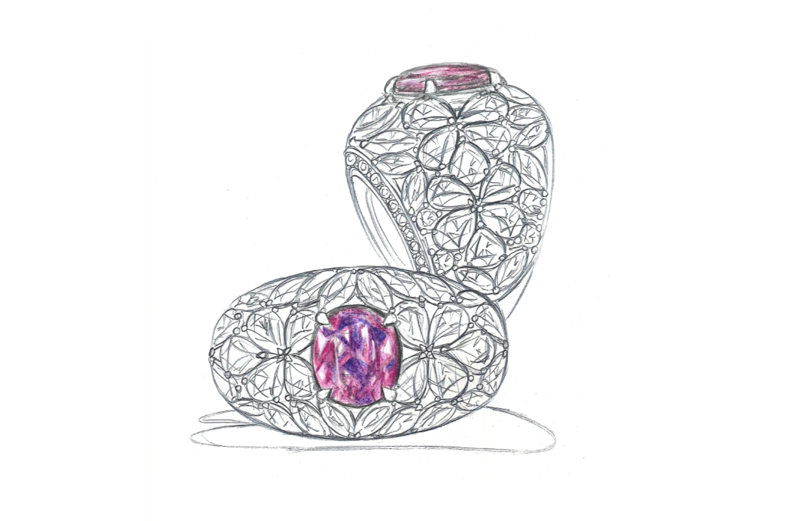 2.87ct Unheated Kashmir Sapphire Ring with D Flawless Diamonds set in 18K White Gold