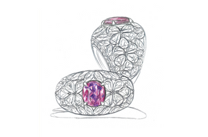 2.87ct Unheated Kashmir Sapphire Ring with D Flawless Diamonds set in 18K White Gold