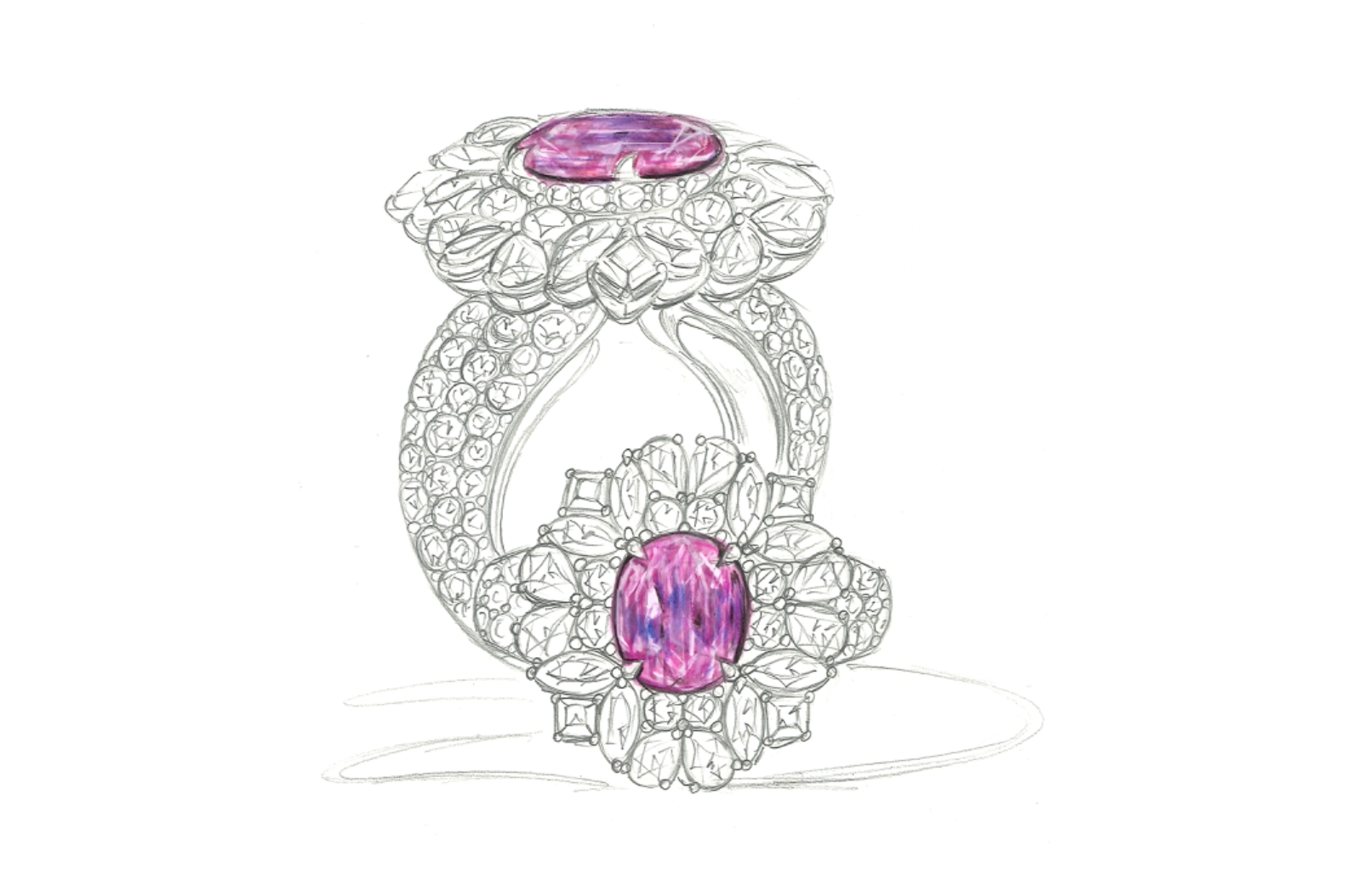 4.00ct Unheated Kashmir Sapphire Ring with D Flawless Diamonds set in 18K White Gold