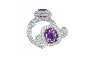 4.40ct Unheated Kashmir Sapphire Ring with D Flawless Diamonds set in 18K White Gold