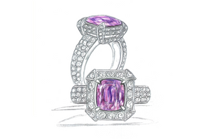 3.26ct Unheated Kashmir Sapphire Ring with D Flawless Diamonds set in 18K White Gold