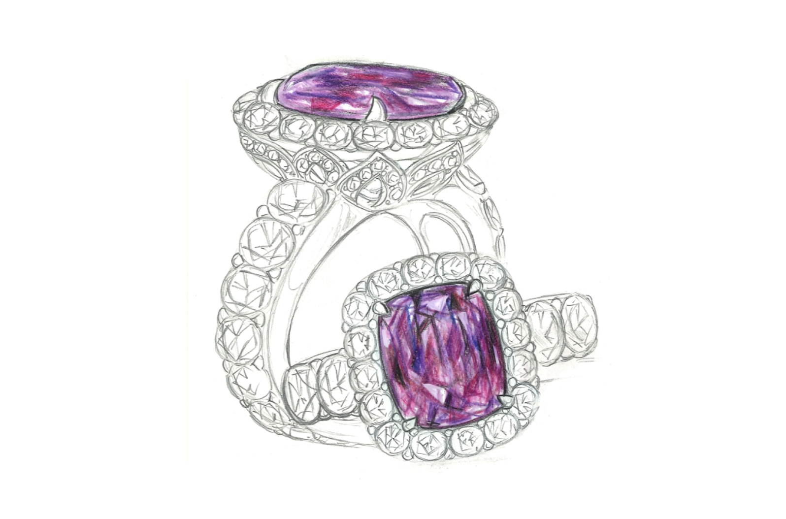 3.61ct Unheated Kashmir Sapphire Ring with D Flawless Diamonds set in 18K White Gold