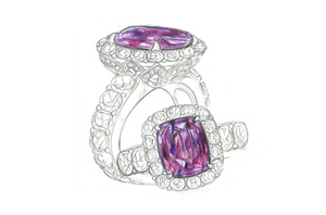 3.61ct Unheated Kashmir Sapphire Ring with D Flawless Diamonds set in 18K White Gold
